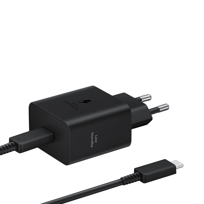 Samsung - Samsung Väggladdare 45W 4.05A 1x USB-C + USB-C Kabel - Svart