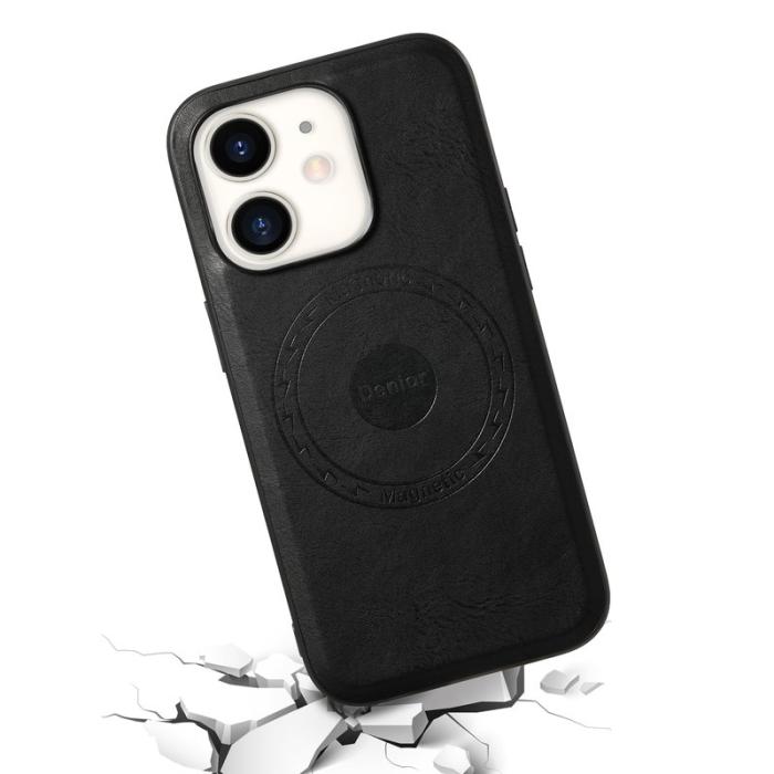 DENIOR - DENIOR iPhone 12/12 Pro Magnetiskt Fodral KonstLäder Svart