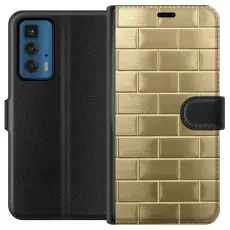 Gustaf - Pl&aring;nboksfodral till Motorola Edge 20 Pro med Gyllene Murstenar