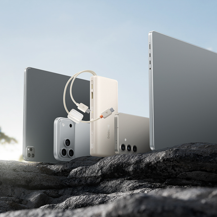 BASEUS - Baseus Powerbank 20000mAh Dual USB-C Kable 100W - Vit