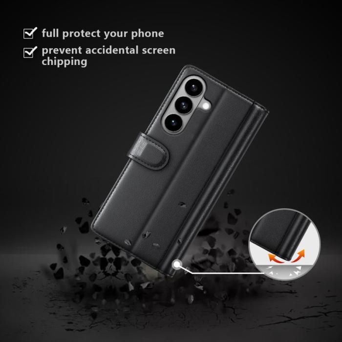 OEM - Samsung Galaxy S26 Plånboksfodral Äkta Läder Ställ - Svart