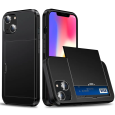 Taltech - iPhone 15 Plus Mobilskal Korthållare - Svart