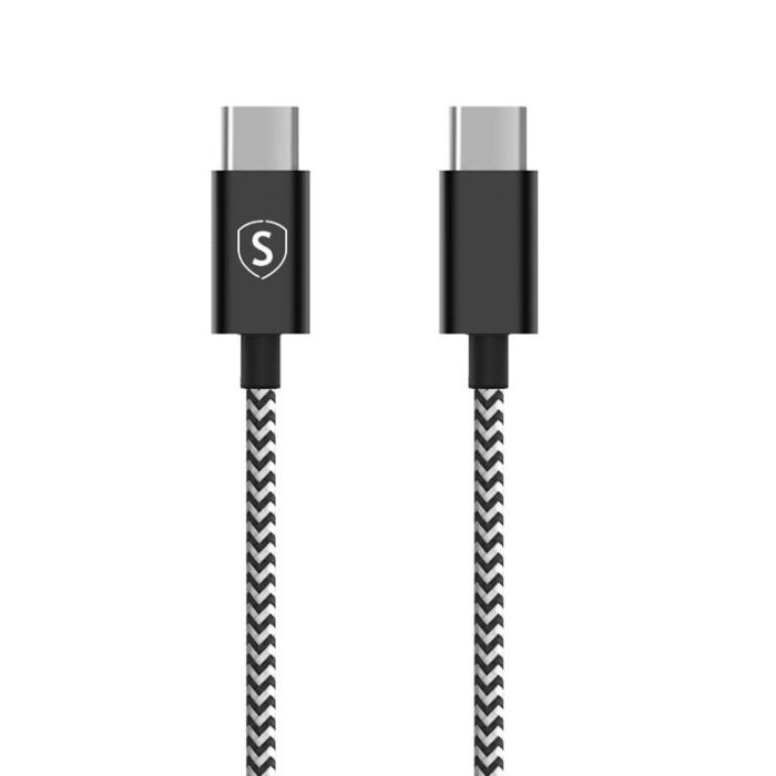 SiGN - SiGN Skin USB-C till USB-C kabel 2.1A, 2m - Svart/Vit