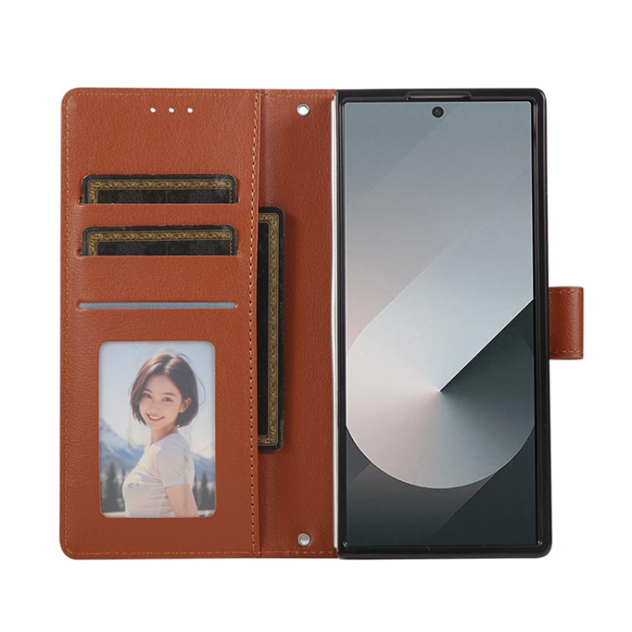 A-One Brand - Galaxy Z Fold7 Plånboksfodral Med Handledsrem - Brun