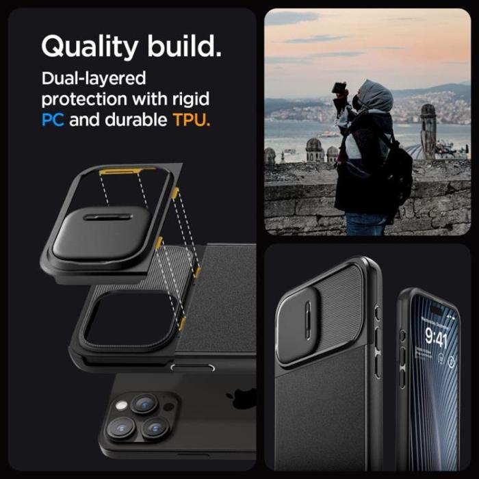 Spigen - Spigen iPhone 15 Pro Mobilskal Magsafe Optik Armor - Svart