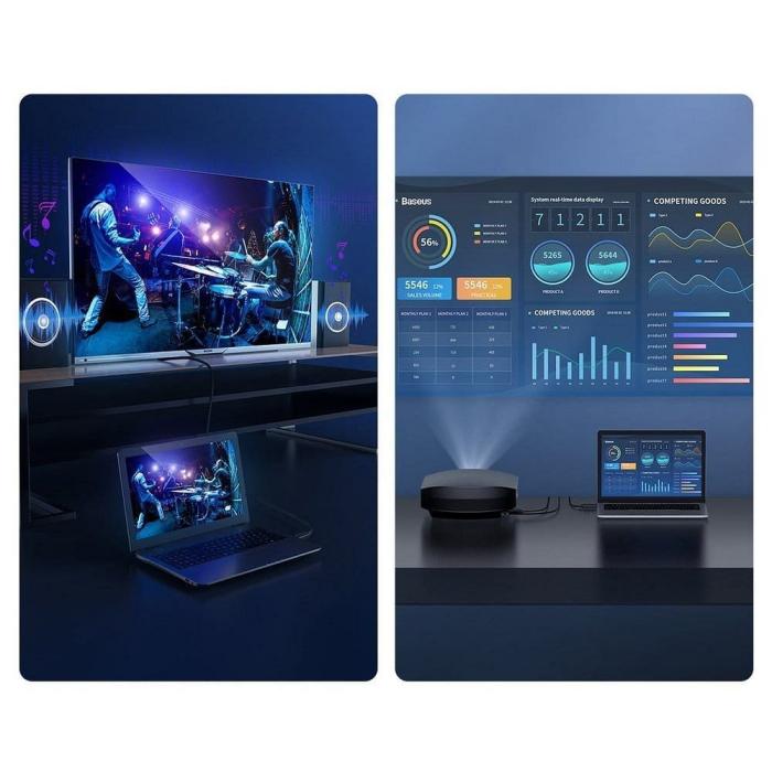 BASEUS - BASEUS kabel HDMI till HDMI 4K 60Hz 2.0 högupplöst 5m svart