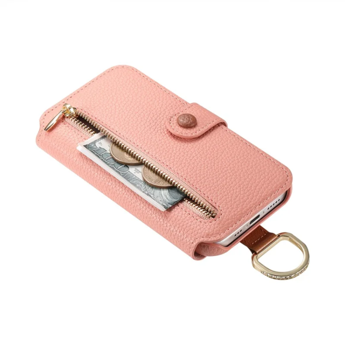 A-One Brand - iPhone 17 Pro Plånboksfodral RFID Blocking Zipper - Rosa