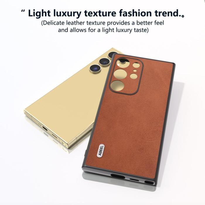ABEEL - ABEEL Mobilskal till Samsung Galaxy S24 Ultra Läder+PC+TPU Hybrid Brun