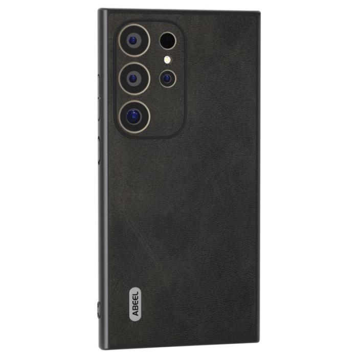 ABEEL - ABEEL Mobilskal till Samsung Galaxy S24 Ultra Läder+PC+TPU Hybrid Svart