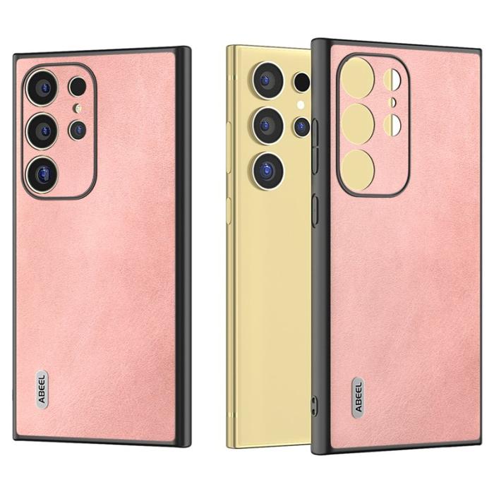 ABEEL - ABEEL Mobilskal till Samsung Galaxy S24 Ultra Läder+PC+TPU - Rosa
