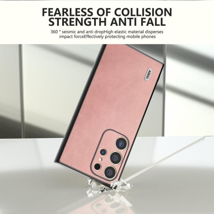 ABEEL - ABEEL Mobilskal till Samsung Galaxy S24 Ultra Läder+PC+TPU - Rosa
