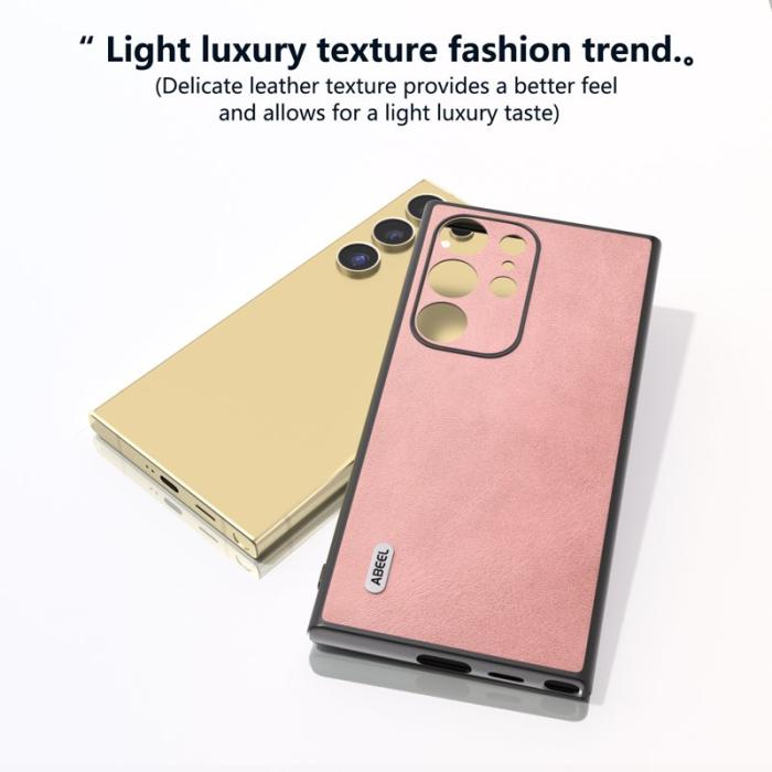 ABEEL - ABEEL Mobilskal till Samsung Galaxy S24 Ultra Läder+PC+TPU - Rosa