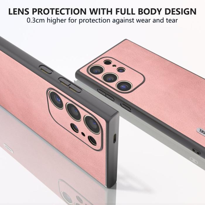 ABEEL - ABEEL Mobilskal till Samsung Galaxy S24 Ultra Läder+PC+TPU - Rosa