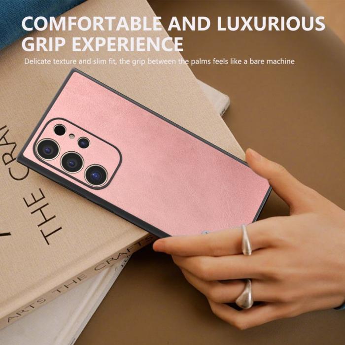 ABEEL - ABEEL Mobilskal till Samsung Galaxy S24 Ultra Läder+PC+TPU - Rosa