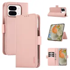 ABEEL - ABEEL Style A02 Konstl&auml;der Pl&aring;nboksfodral f&ouml;r Google Pixel 9 Pro 5G - Rosa