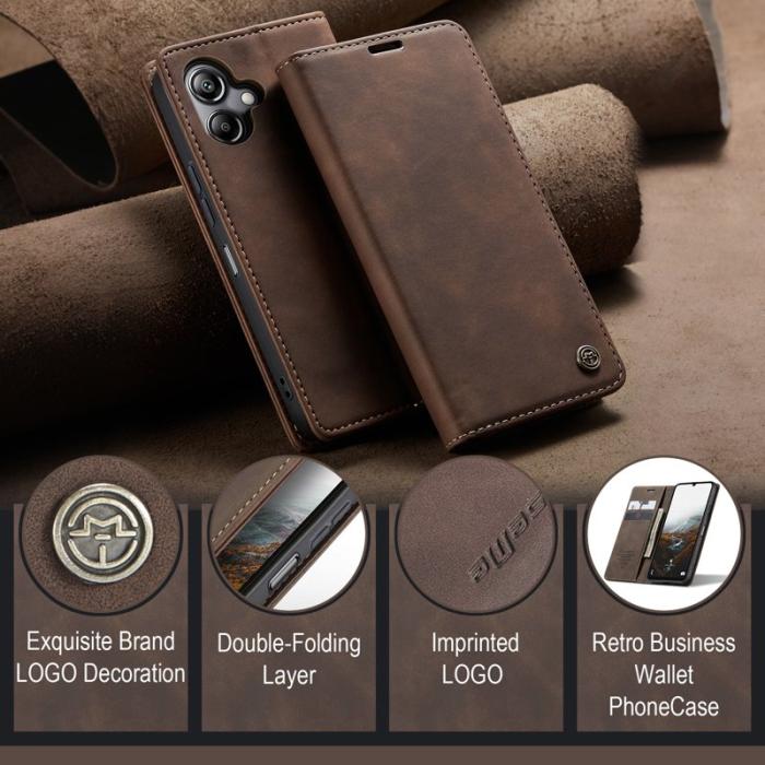 Caseme - CASEME 013 Konstläder Plånboksfodral till Samsung Galaxy A06 4G i kaffe färg