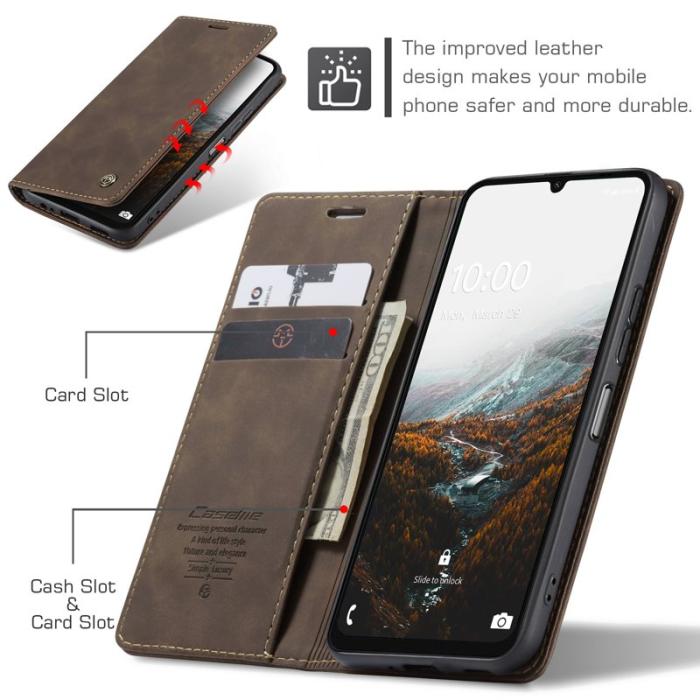 Caseme - CASEME 013 Konstläder Plånboksfodral till Samsung Galaxy A06 4G i kaffe färg