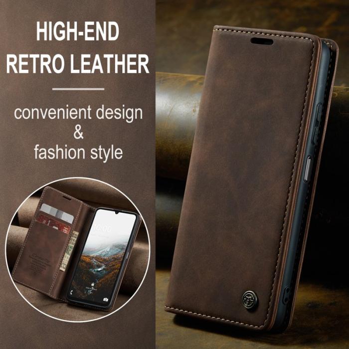 Caseme - CASEME 013 Konstläder Plånboksfodral till Samsung Galaxy A06 4G i kaffe färg