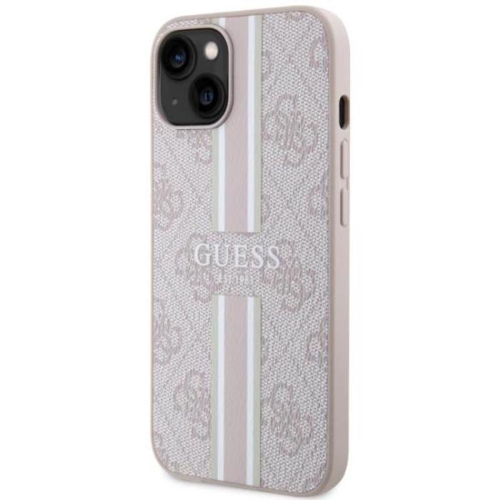 Guess - Guess iPhone 14 Mobilskal MagSafe Printed Stripes - Rosa