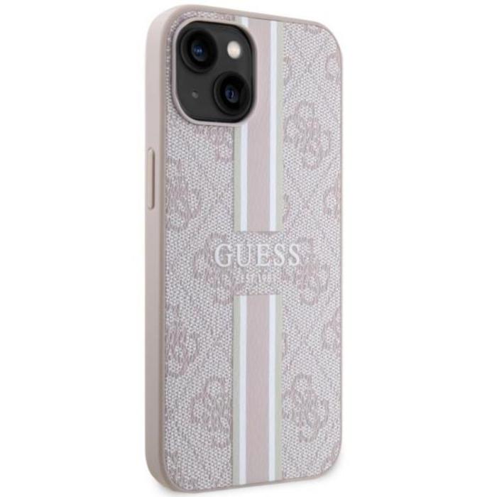 Guess - Guess iPhone 14 Mobilskal MagSafe Printed Stripes - Rosa