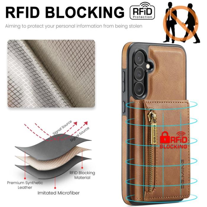 DG.MING - DG.MING M5 Series Mobilskal till Samsung Galaxy S24 FE Konstläder Magnetisk Brun