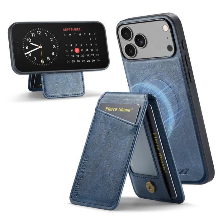 FIERRE SHANN - FIERRE SHANN 025 Fodral för iPhone 17 Pro Max KonstLäder - Blå