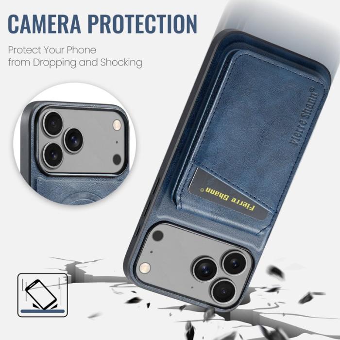 FIERRE SHANN - FIERRE SHANN 025 Fodral för iPhone 17 Pro Max KonstLäder - Blå