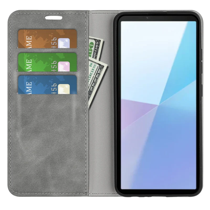 A-One Brand - Sony Xperia 10 VII Plånboksfodral Skin Touch - Grå