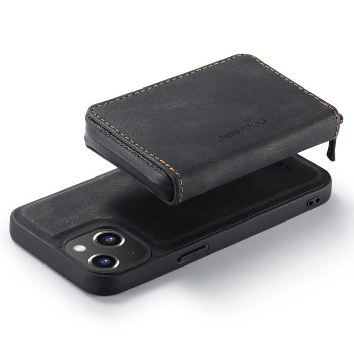 JEEHOOD - JEEHOOD Shockproof Case iPhone 14 Plus Konstläder Plånboksfodral Svart