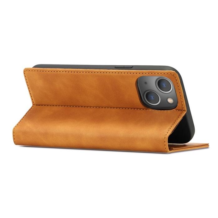 LC.imeeke - LC.IMEEKE iPhone 14 Plus Plånboksfodral Konstläder - Brun