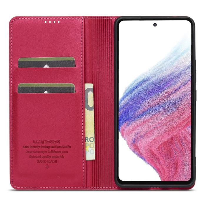 LC.imeeke - LC.IMEEKE L1 Series Samsung Galaxy A53 5G Plånboksfodral Konstläder - Röd