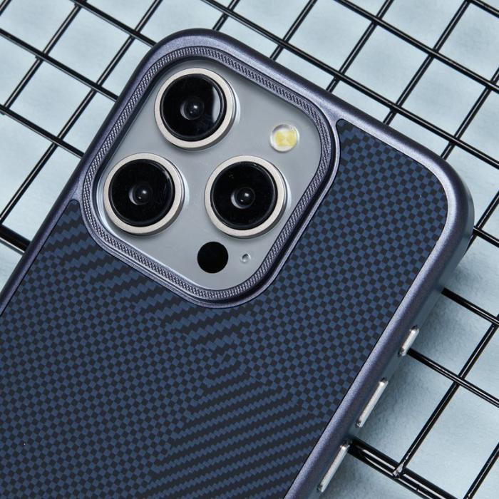 X-Level - X-LEVEL Mobilskal till iPhone 16 Pro Max Magnetisk Blå Carbon Textur