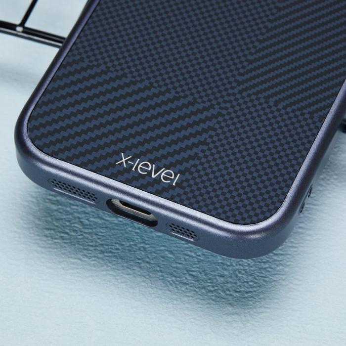 X-Level - X-LEVEL Mobilskal till iPhone 16 Pro Max Magnetisk Blå Carbon Textur