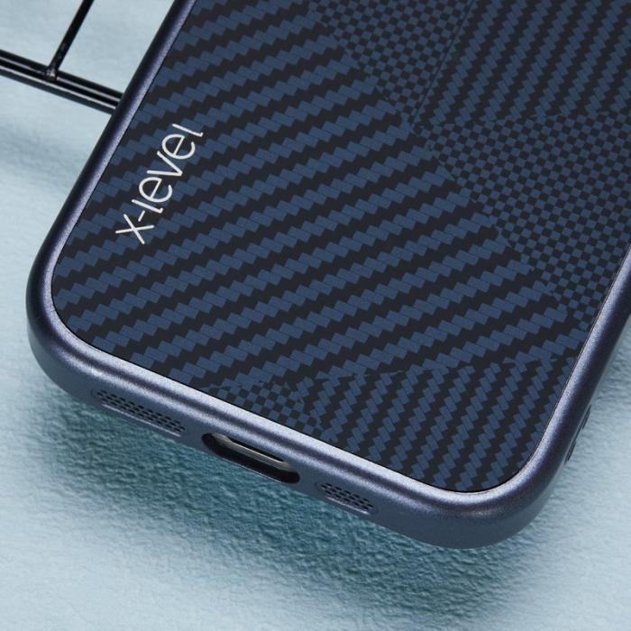 X-Level - X-LEVEL Mobilskal till iPhone 16 Pro Max Magnetisk Blå Rhombus Textur
