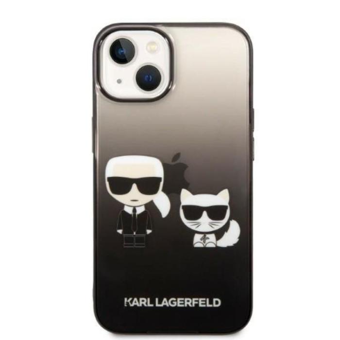 KARL LAGERFELD - Karl Lagerfeld iPhone 14 Skal Gradient Ikonik Karl & Choupette - Svart