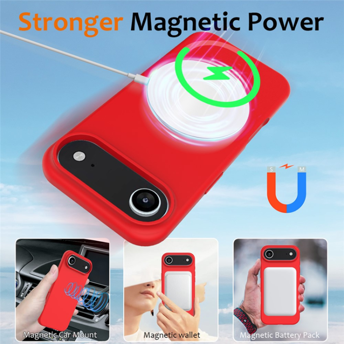 A-One Brand - iPhone 17 Air Mobilskal MagSafe Silikon Anti-Drop - Röd