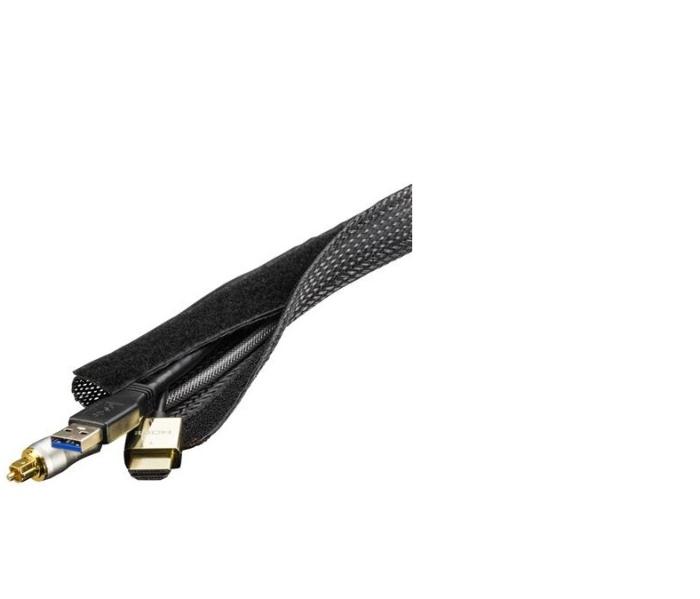 UTGATT1 - DELTACO kabelsorteringsstrumpa i nylon, kardborrband, 1.8m - Svart