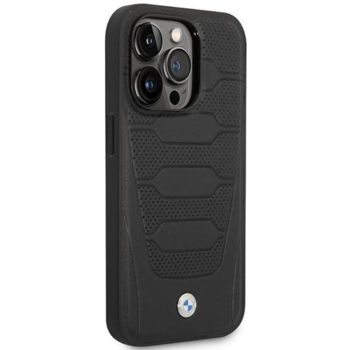 BMW - BMW iPhone 14 Pro Mobilskal Magsafe Läder Seats Pattern - Svart