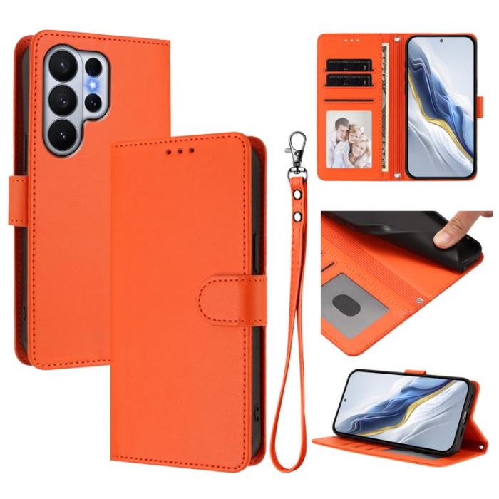 OEM - Samsung Galaxy S26 Ultra Fodral Äkta Läder Ställ - Orange