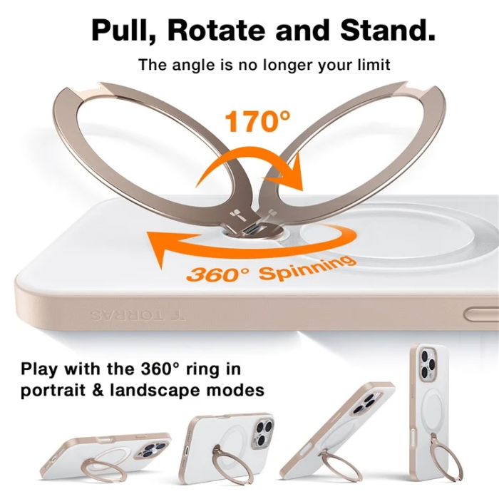 Torras - Torras iPhone 16 Pro Mobilskal Magsafe Ringhållare - Desert Guld