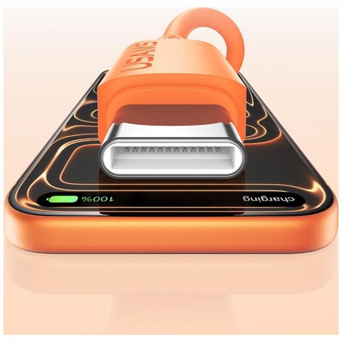 USAMS - USAMS USB-C till USB-C 60W Kabel 3A 1m Silikon U98 - Orange