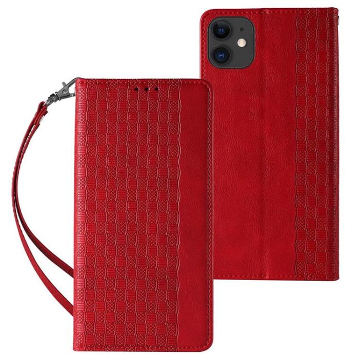 UTGATT1 - iPhone 13 Plånboksfodral Magnet Strap - Röd