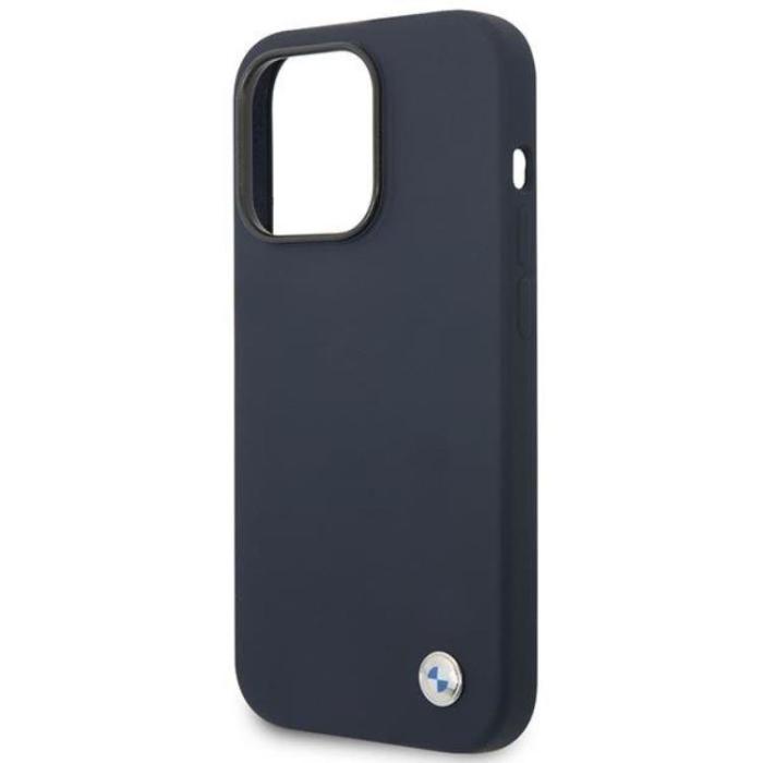 BMW - BMW iPhone 14 Pro Max Mobilskal Magsafe Silicone Metal Logo -Navy