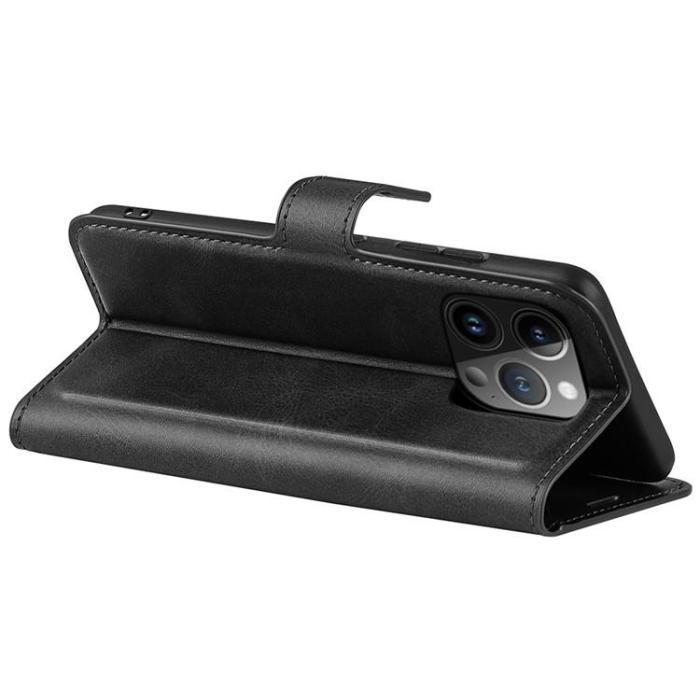 A-One Brand - iPhone 15 Pro Plånboksfodral Calf Flip Folio - Svart