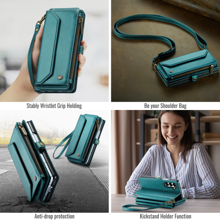 Caseme - CASEME Galaxy Z Fold 7 Plånboksfodral Med Remmar - Grön