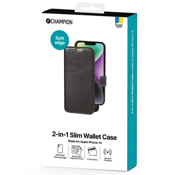 Champion - CHAMPION iPhone 14 Plånboksfodral Slim 2-in-1 - Svart