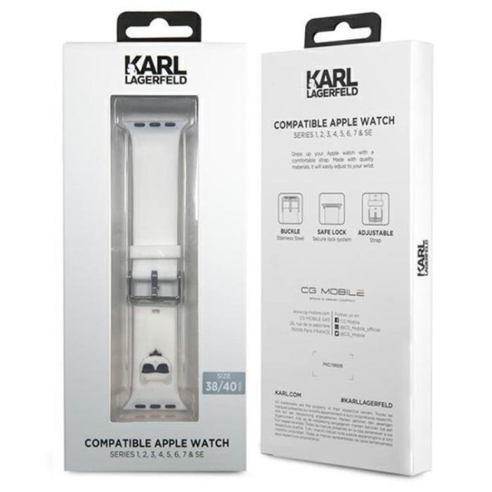 UTGATT1 - Karl Lagerfeld Apple Watch 38/40/41mm Strap Silicone Choupette Heads - Vit