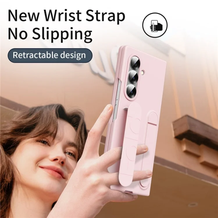 A-One Brand - Galaxy Z Fold7 5G Mobilskal Kickstand Armband PC Silicone - Rosa