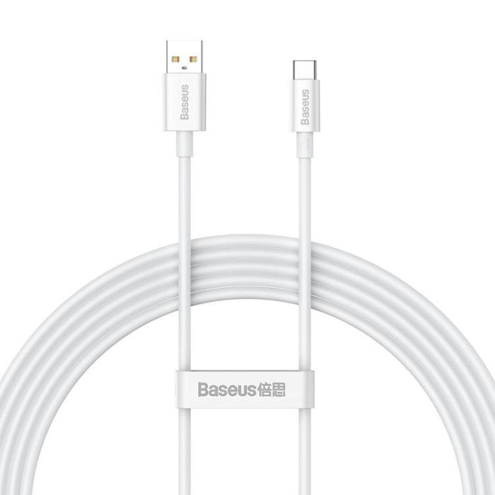 BASEUS - Baseus Superior USB-C till USB-A kabel 100W 480Mbps 2m - Vit