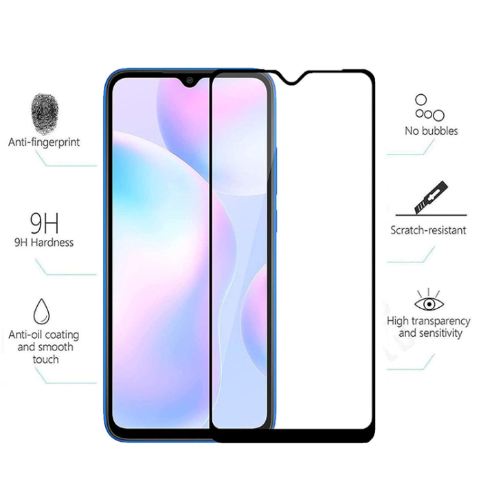 A-One Brand - [1-PACK] Xiaomi Redmi 9A/9AT Härdat Glas Skärmskydd - Svart